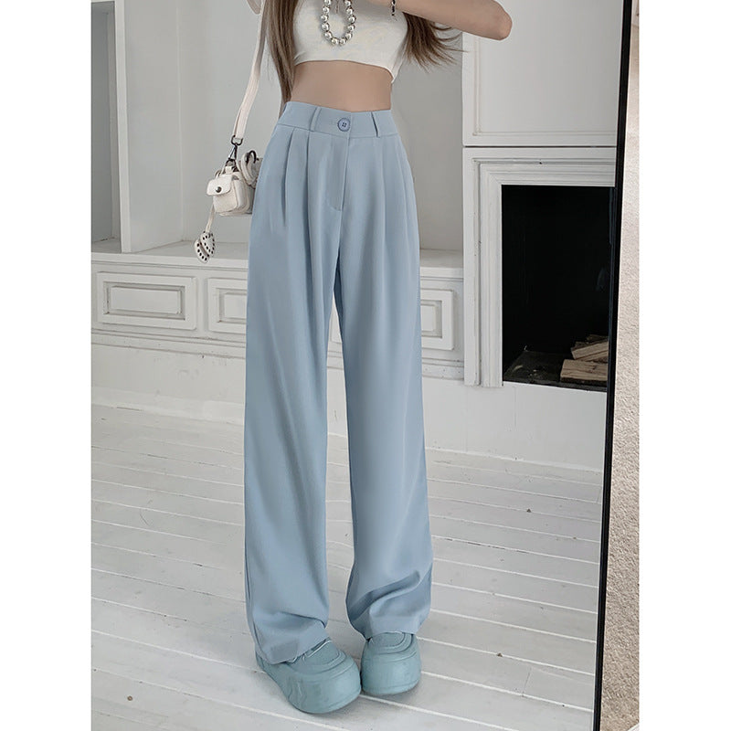Wholesale 2025 Black Suit Pants Elastic Waist Slim Casual Pants Summer Loose Wide Leg Pants High Waist Drape Pants