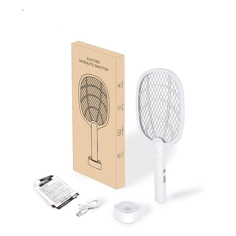 USB Rechargeable Three-Layer Mesh Electric Mosquito Swatter With Rechargeable Lithium Battery For Home Use, Mosquito Killer Swatter With Led Light Source And Flame-Retardant Function