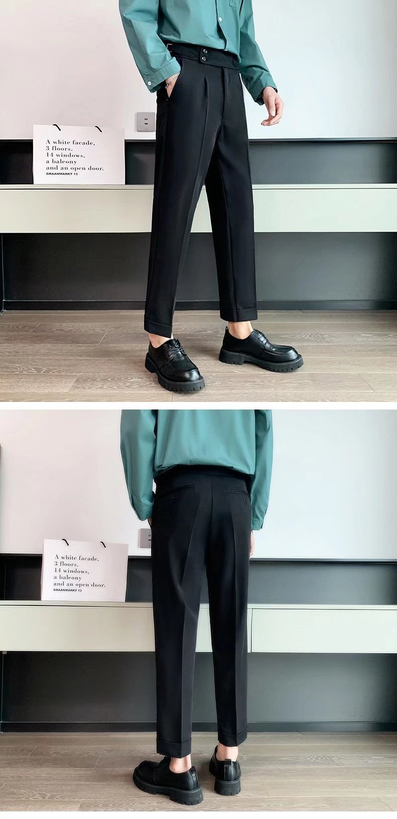 Source Manufacturers Homemade Men's Naples British Vertical High Waist Straight Pants Summer Casual Pants Fashion Pants