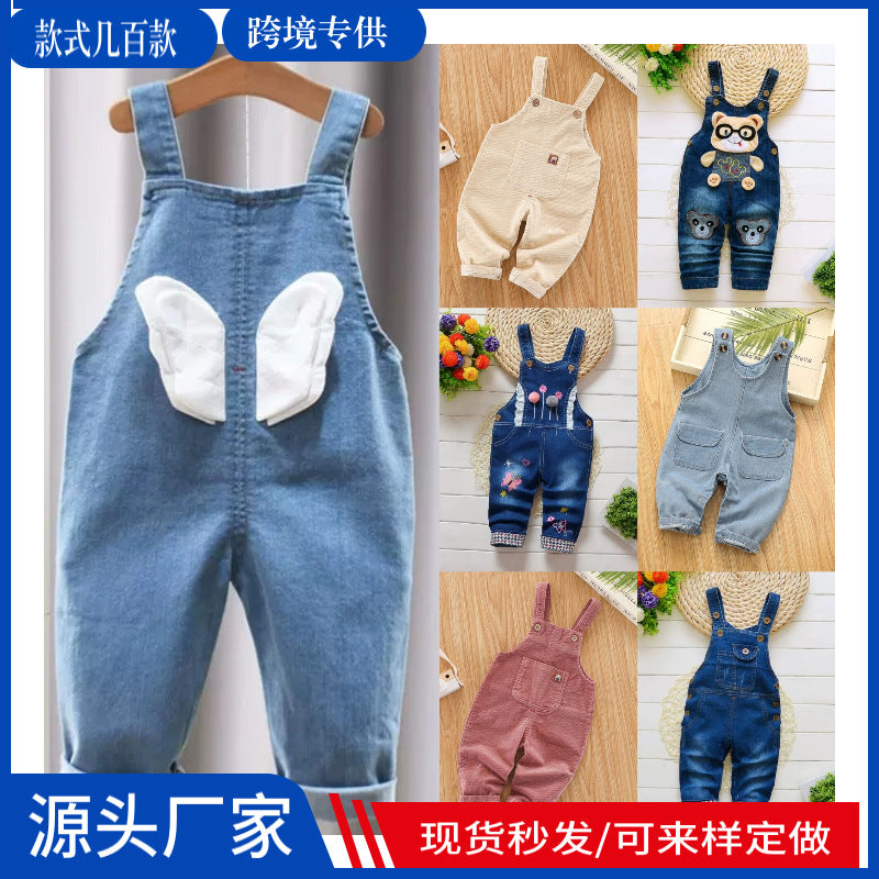Cross-Border Export 2025 Kidsren's Pants Boys And Girls Pants Kidsren's Overalls Jeans Baby Jumpsuits Kidsren's Clothing