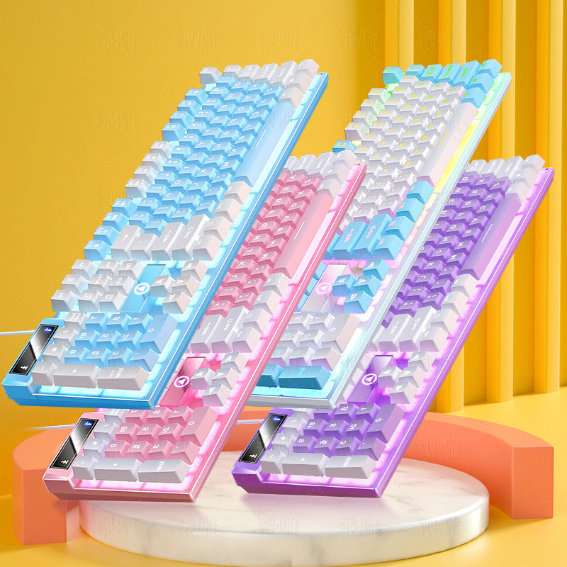 Silver Carving K500 Game Wired Keyboard Color Matching Luminous Mechanical Feel Desktop Computer Accessories Cross-border Batch AliExpress