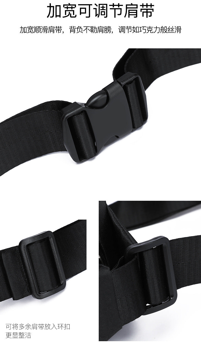 Cross-border Solid Color Fixed Print LOGO Chest Bag Men's Casual Shoulder Bag Crossbody Backpack Waist Bag Business Travel Bag Wholesale