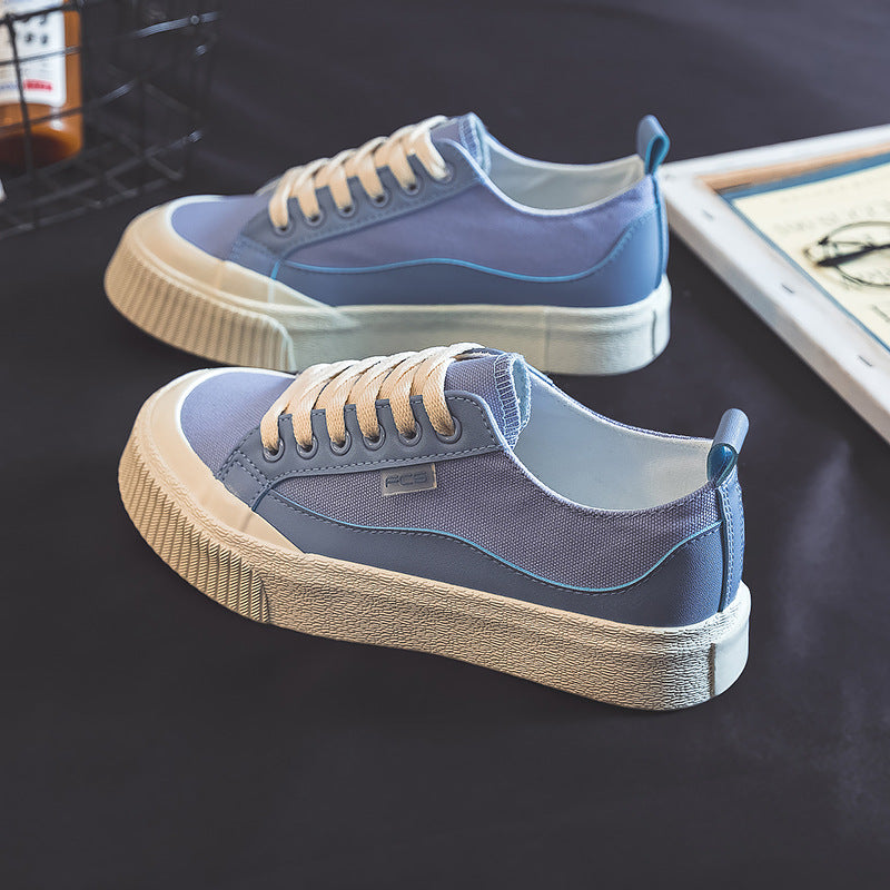 In The Spring Of 2022, The New Niche Sea Salt Blue High-top Plate Cloth Shoes For Children Ins Tide Thick-soled Big Head Versatile Board Shoes