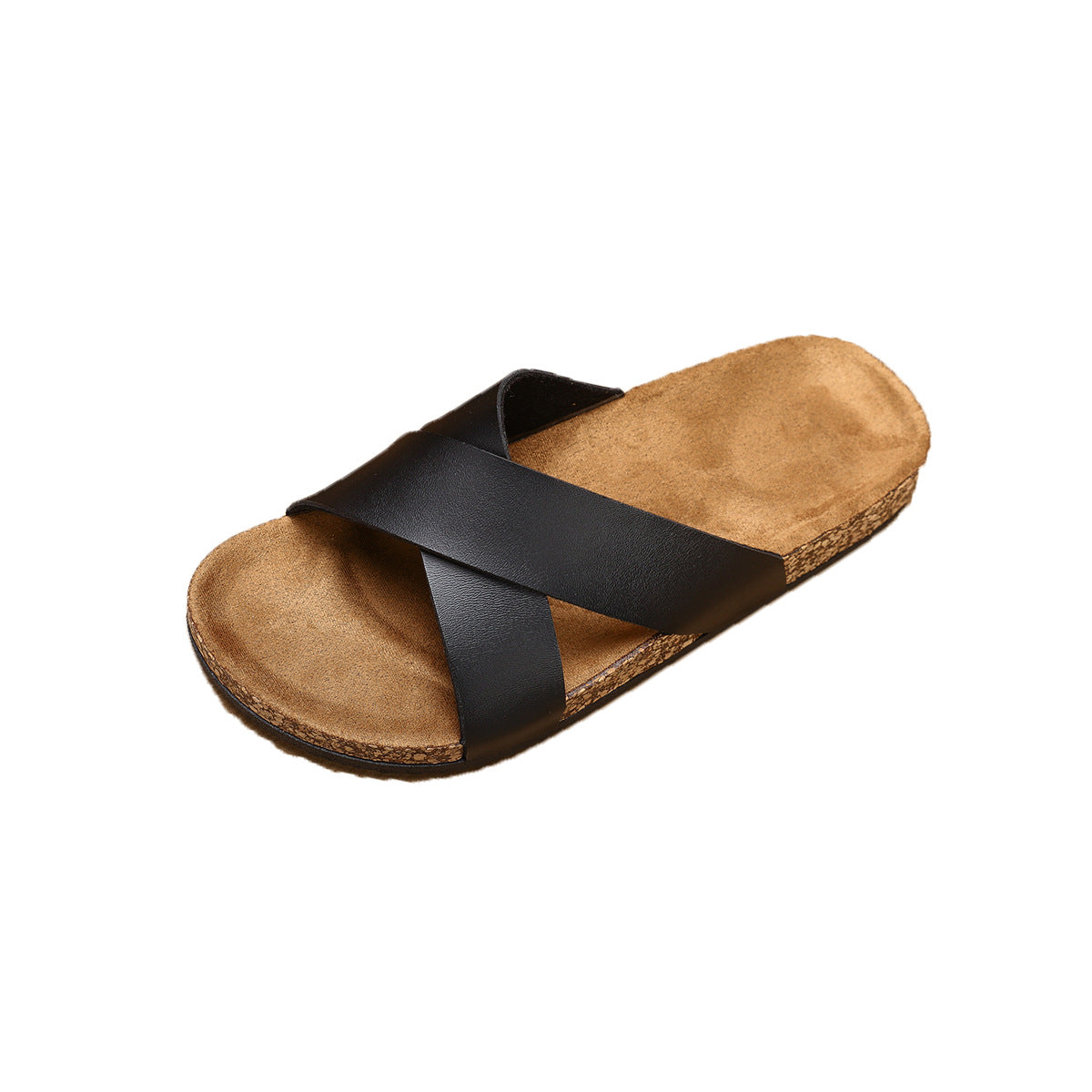 2025 Summer Cross Flat Sandals For Outerwear Casual Cork Sole Plaid Fashion Shoes Easiest For Match Men's Beach Shoes
