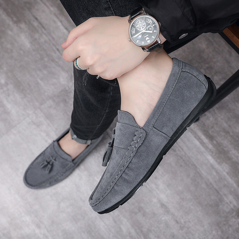 Doudou Shoes Men's Spring 2024 New Trbottomy Men's Shoes Slip-On Casual Leather Shoes Tassel Soft Sole Driving Shoes For Men