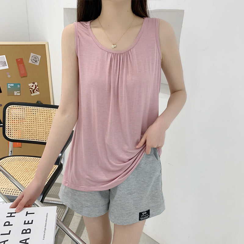 Modal Vest Summer Women's Sleeveless Thin Western Style All-match Outer Wear Large Size Loose Slimming Top Trendy Base Shirt