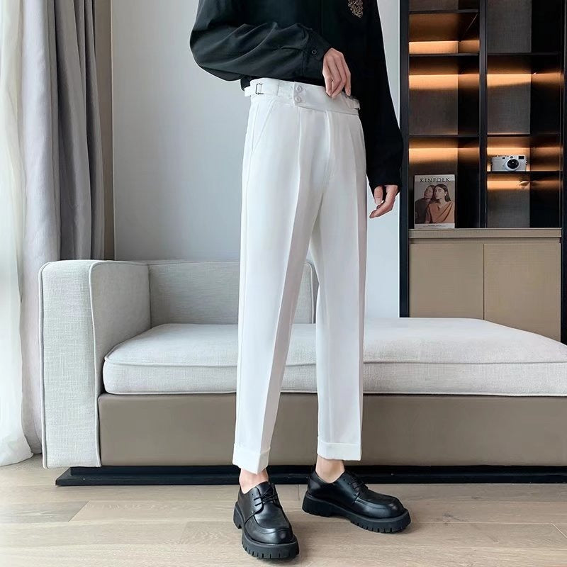 Source Manufacturers Homemade Men's Naples British Vertical High Waist Straight Pants Summer Casual Pants Fashion Pants