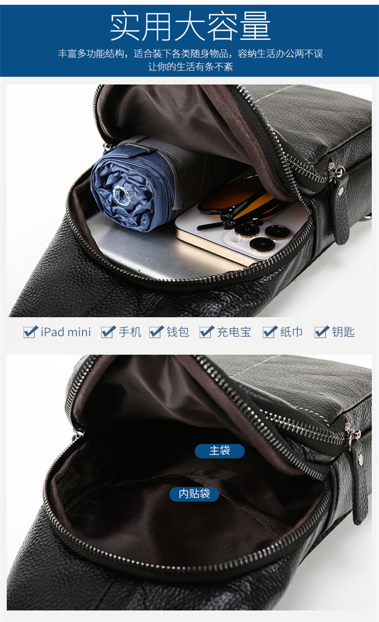 Bags New Casual Men's Leather Bag Chest Bag Top Layer Cowhide Source Wholesale Crossbody Bag Men's Retro Shoulder Bag