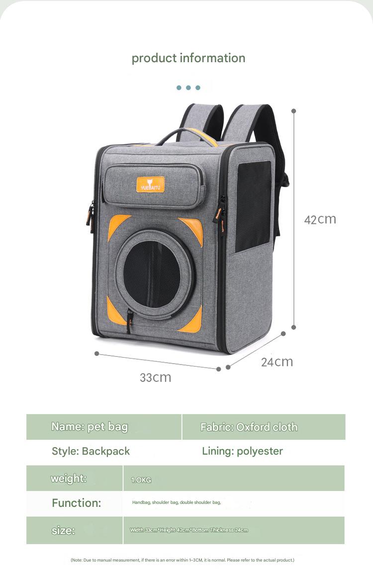 Source Factory Portable Breathable Cat Bag Oxford Cloth Scratch-Resistant Pet Bag Outing Pet Backpack Folding Wholesale In Stock
