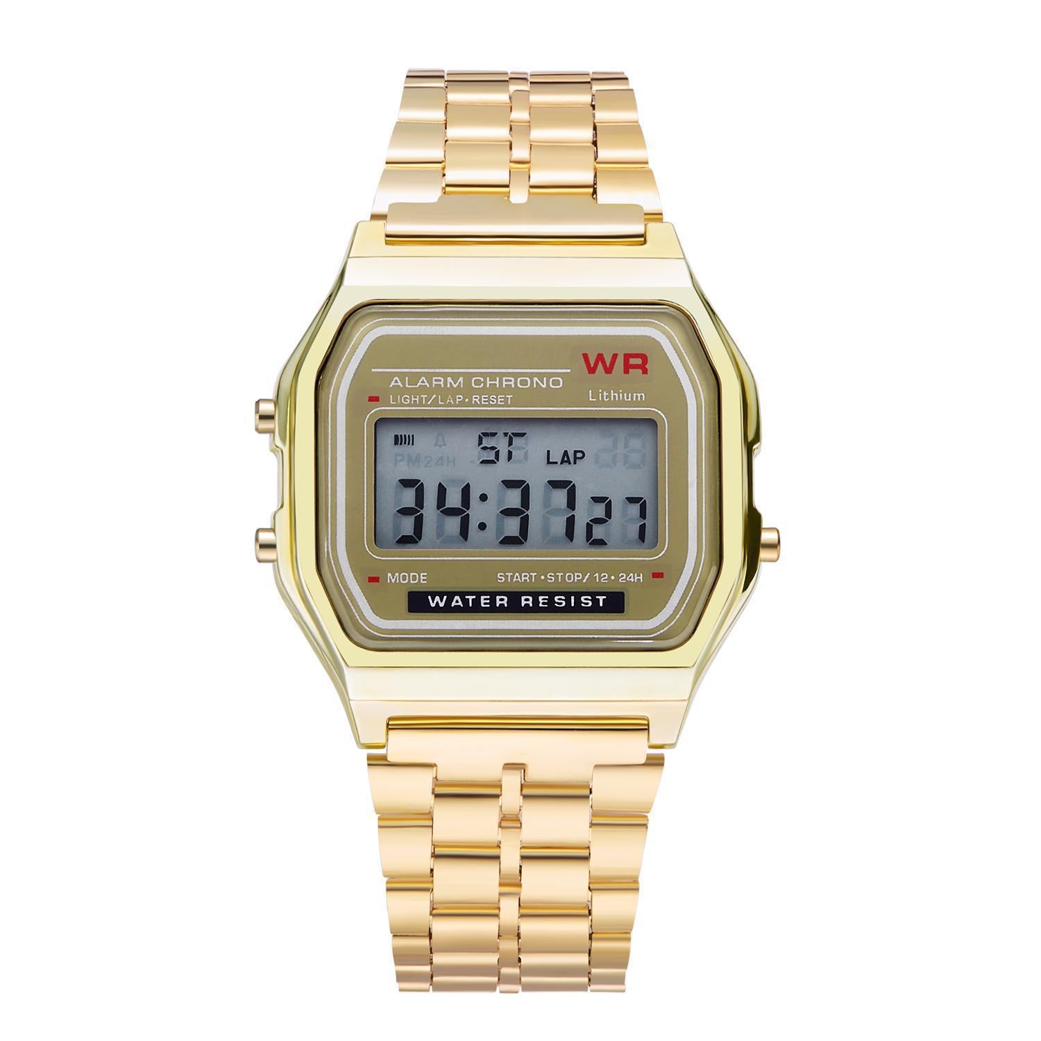 Foreign Trade Popular Square Small Dial Couple Digital Watch F91 Retro Steel Band Student Multi-Functional Sports Watch