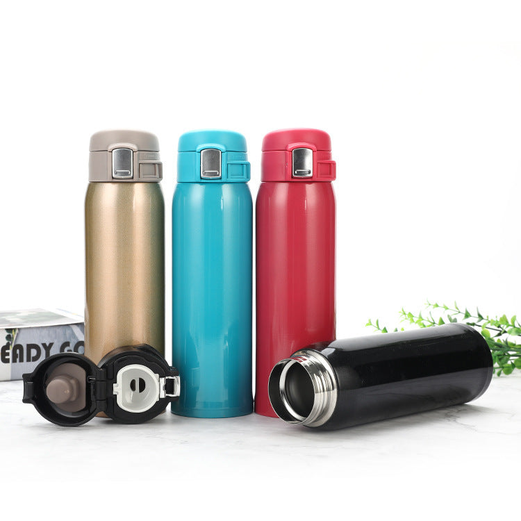 304 Stainless Steel Vacuum Thermos Cup Side Sliding Lock Snap Cover Water Cup Net Red Car Portable Gift Cup Wholesale