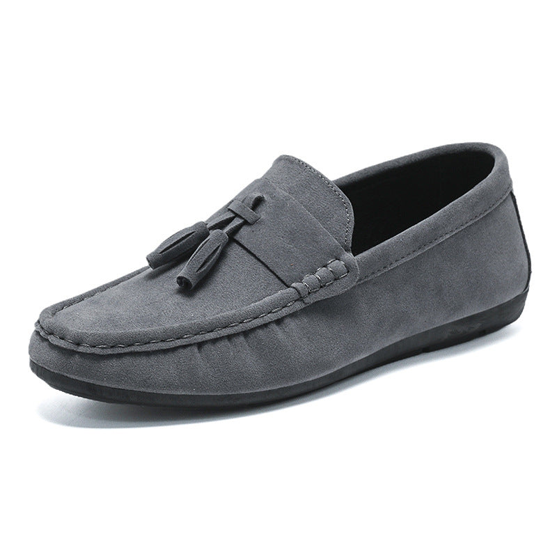 Doudou Shoes Men's Spring 2024 New Trbottomy Men's Shoes Slip-On Casual Leather Shoes Tassel Soft Sole Driving Shoes For Men