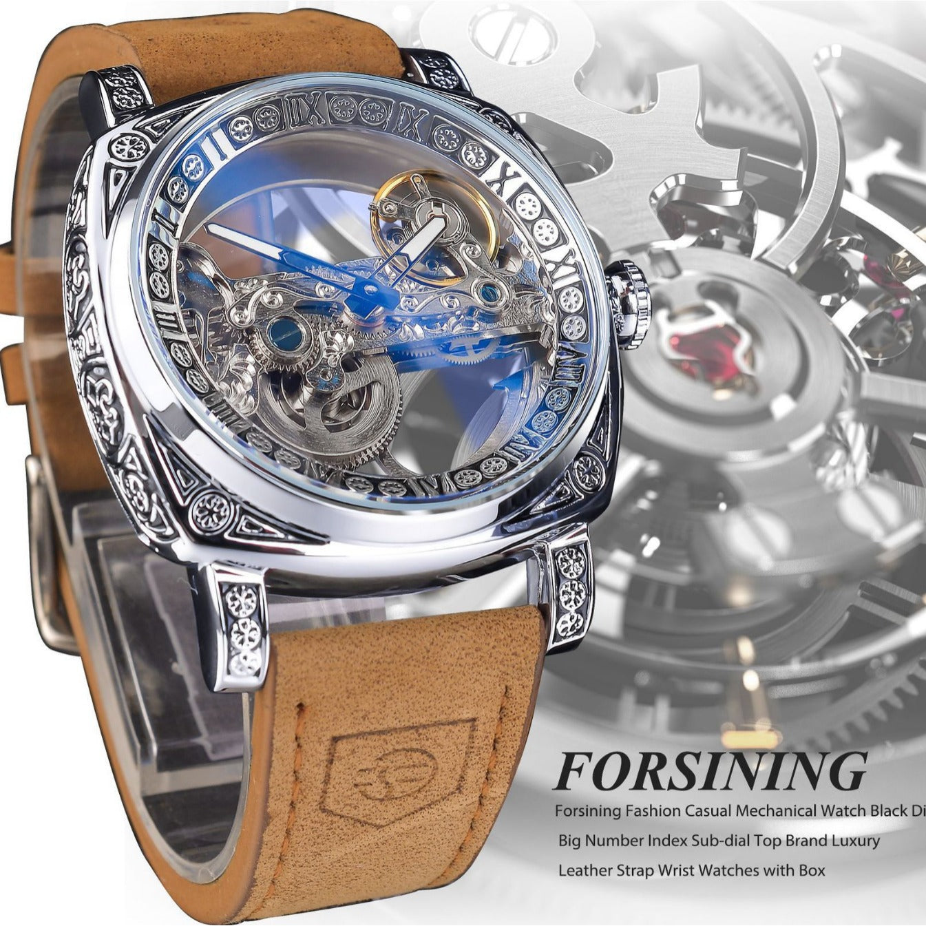 New Forsining European And American Style Men's Fashion Retro Carved Hollow Automatic Mechanical Watch