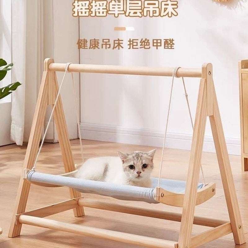 Cat Hammock Cat Swing Cat Bed Pet Bed Wooden Cat Nest Winter Warm Four Seasons Universal Cat Shaker