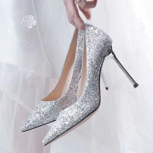 High Heels Bed Flirting Passion Shoes Sexy Nightclub Stiletto Heel Pointed Plus Size Shoes