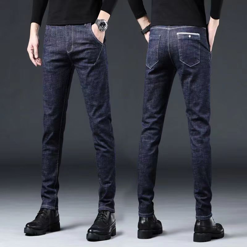 Jeans Men's Spring Jeans Slim-fit Small Foot Trendy Brand Elastic Slim Look Summer Men's Spring Long Pants Men's Cross-border