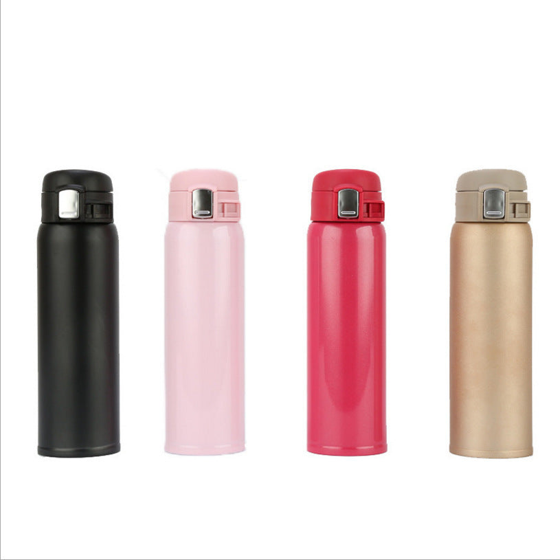 304 Stainless Steel Vacuum Thermos Cup Side Sliding Lock Snap Cover Water Cup Net Red Car Portable Gift Cup Wholesale
