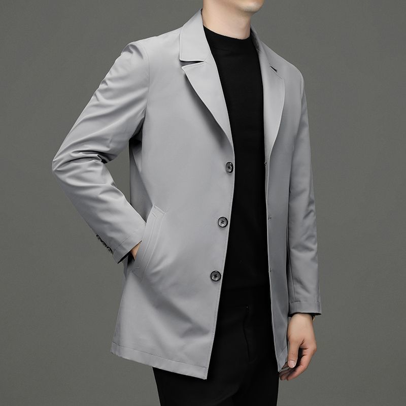 Spring Casual New Simple Windbreaker Men's Mid-Length Loose Large Size Suit Top Men's Jacket Business Men's Clothing