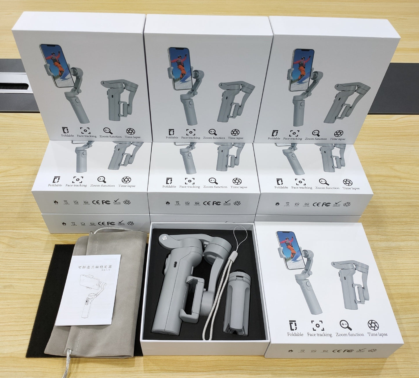 New Three-Axis Mobile Phone Stabilizer Smart Foldable Anti-Shake Pocket Folding Handheld Wireless Pan/Tilt Factory Wholesale