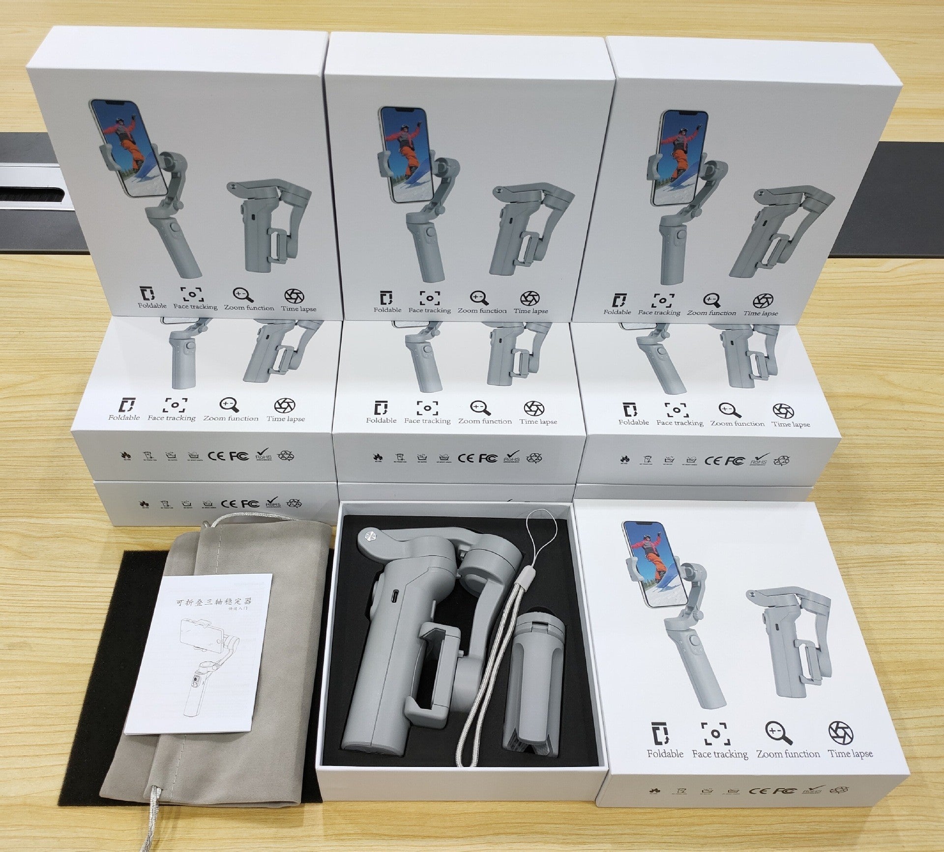 New Three-Axis Mobile Phone Stabilizer Smart Foldable Anti-Shake Pocket Folding Handheld Wireless Pan/Tilt Factory Wholesale