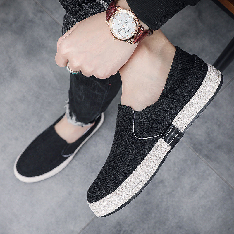 Men's Shoes Summer Breathable Linen Cloth Shoes Men's Old Beijing Cloth Shoes Fashionable All-match Slip-on Lazy Men's Fisherman Shoes