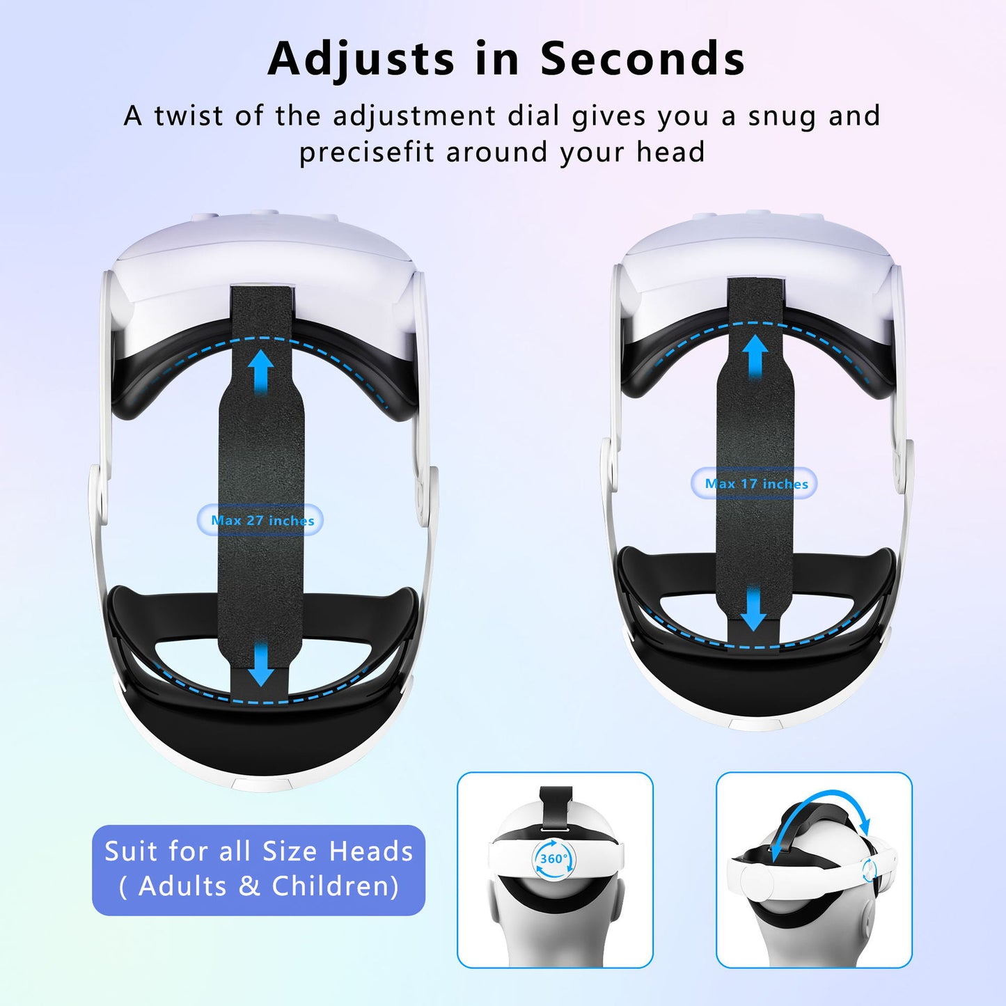 Oculus Quest3/3s Headwear Adjustable Widened Sponge Elite Headwear VR Accessories Compatible Quest3s