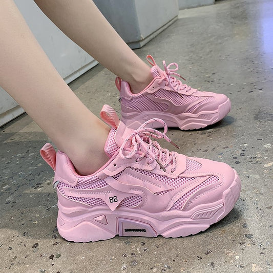 Torre Shoes Women's 2024 New Thick Bottom Increased Sneaker Women's Internet Celebrity Candy Color Ins Elegant Goddess Style