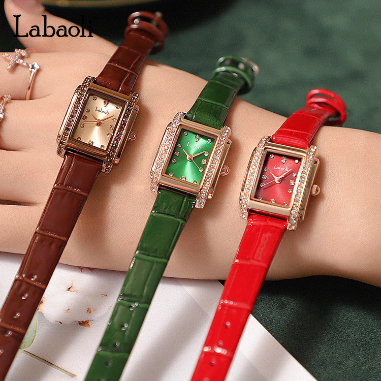 Laboli Live Broadcast Women's Watch Niche Square Women's Watch Waterproof Quartz Watch Light Luxury Belt Watch Wholesale