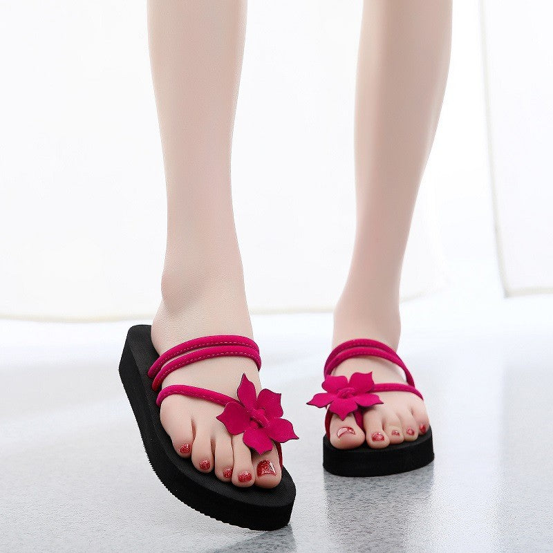 Women's Shoes Women's Slippers Women's Flip-Flops Women's Sandals Summer Wholesale Factory Korean Style Beach Students Wear High Thick Bottom