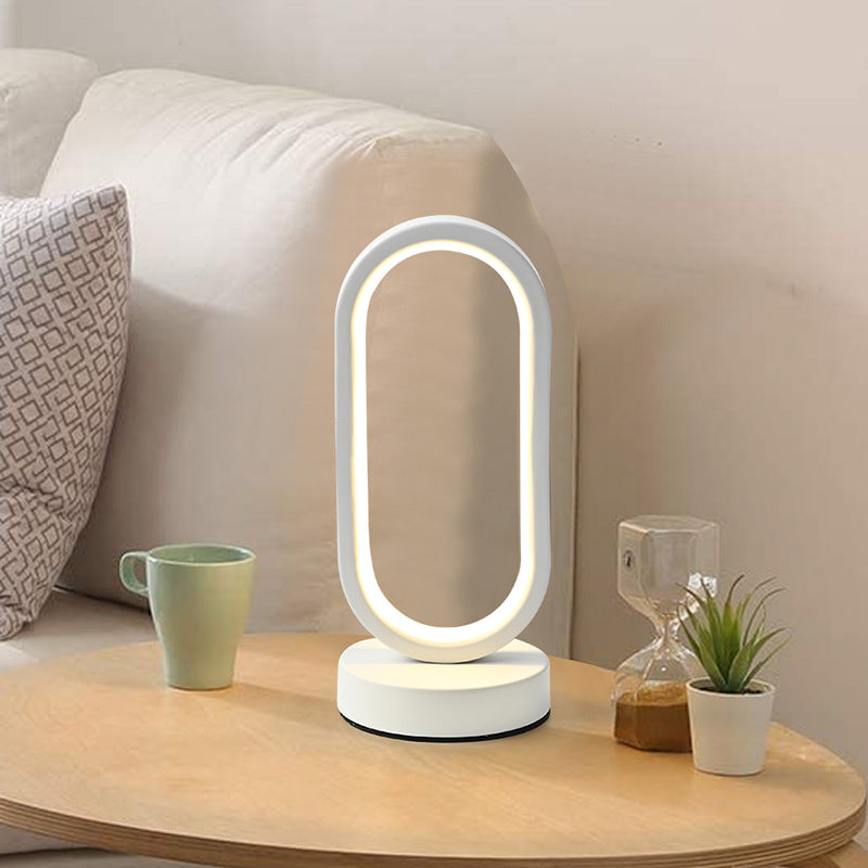 Simple Modern Creative Led Round Household Usb Table Lamp Hotel Bedside Study Bedroom Living Room Dimmable Lighting