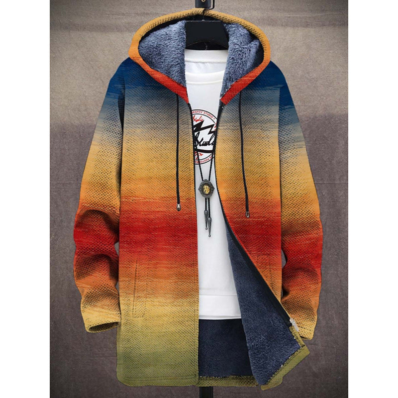Cross-border D215 Men's Casual Zipper Hooded Cardigan Cotton-padded Jacket Gray Lining