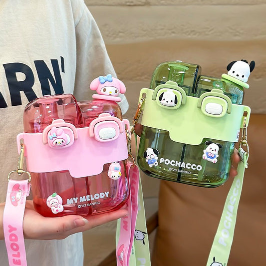 Sanrio Children's Water Cup For School Large Capacity Student Straw Double Drinking Cup Summer Kindergarten Kettle