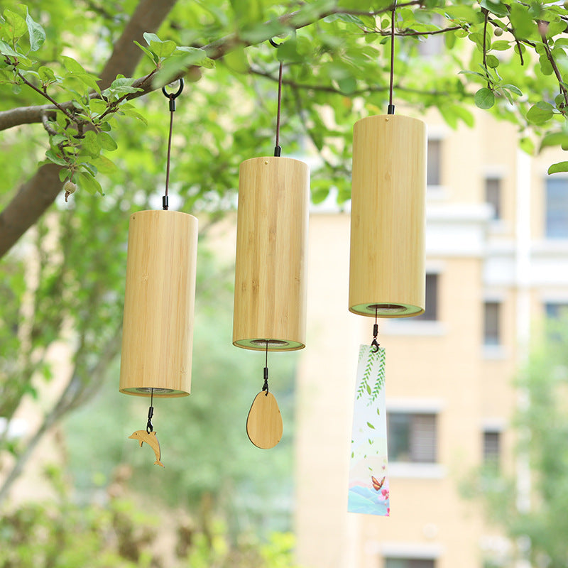 Tuomi Chord Wind Chime Japanese Hand-Cranked Wind Chime Retro Bamboo Meditation Sound Healing Bamboo Wind Chime