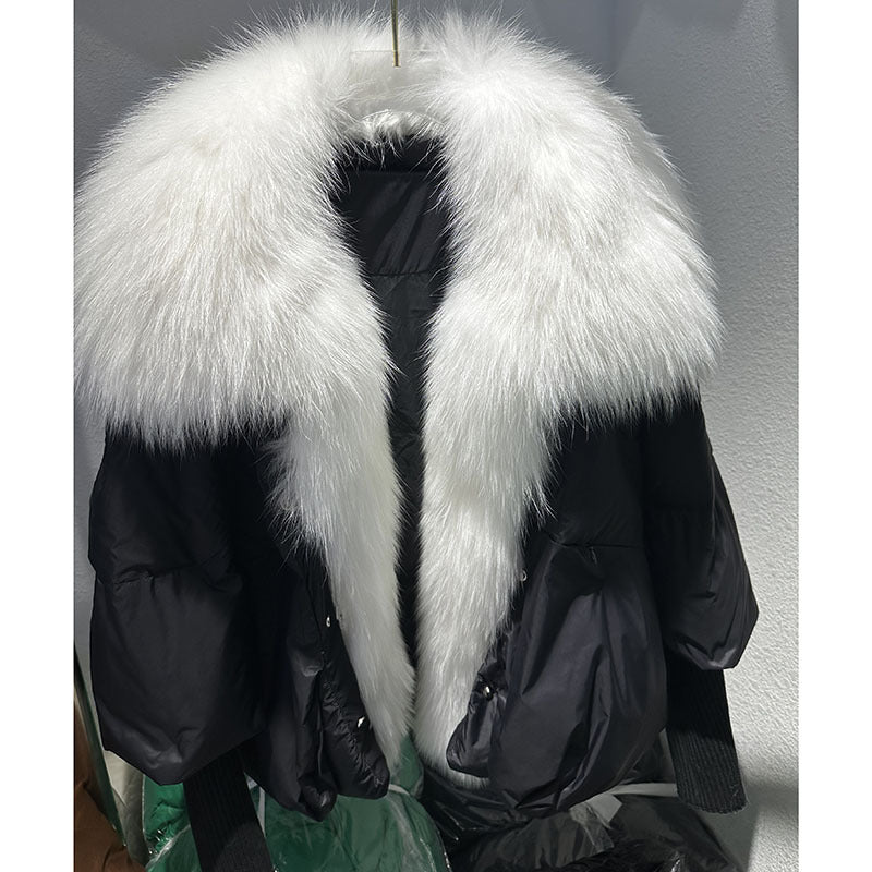 Cross-border E-commerce Popular Winter New White Duck Down Jacket Niche Design Women's Coat Short Fur Women's Coat