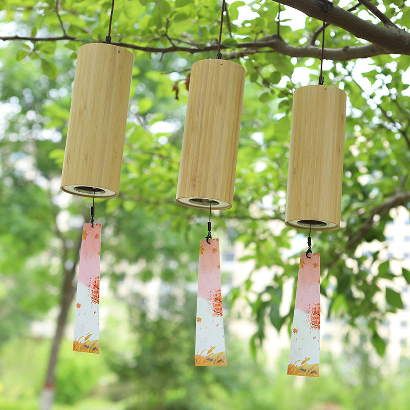Tuomi Chord Wind Chime Japanese Hand-Cranked Wind Chime Retro Bamboo Meditation Sound Healing Bamboo Wind Chime