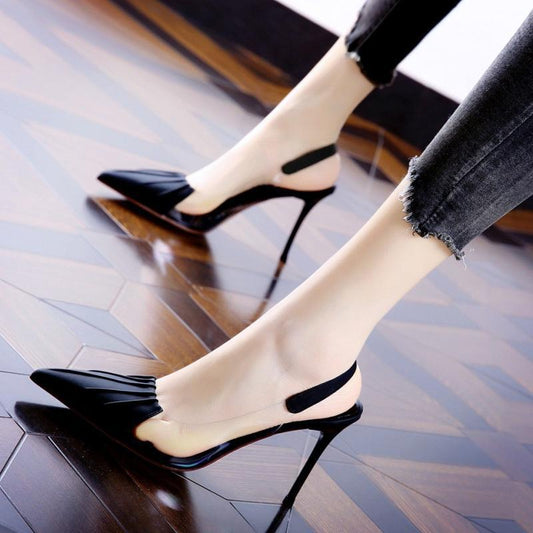 Pointed Toe Women's Sandals High Heels Stiletto Shoes French Style 2025 Summer New Fairy Style Fashion Transparent Shallow Mouth