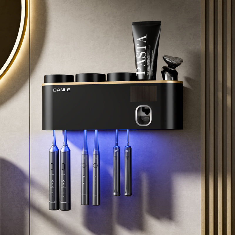 Intelligent Toothbrush Sterilizer Ultraviolet Sterilization Charging Light Energy Punch-Free Wall-Mounted Electric Brush Cup Storage Rack