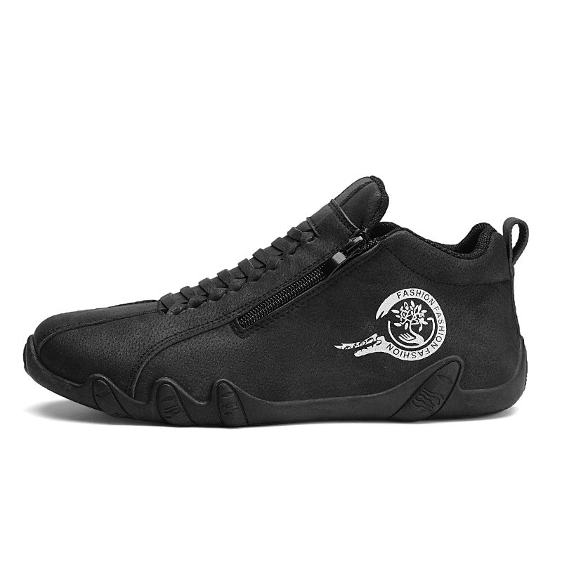 Light Luxury 2025 TikTok High Quality Plus Size Leather Waterproof Low-top Outdoor Mid-top Sneakers Hong Kong-style Casual Men's Shoes