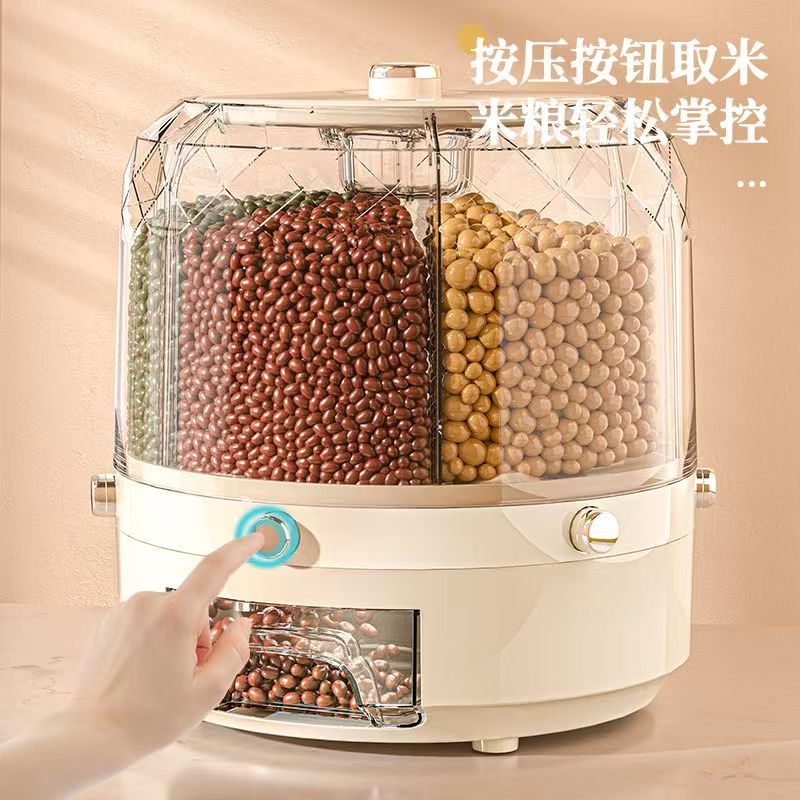 Plastic Rice Bucket Rotating Packaging Accessible Luxury Rice Bucket Storage Box Household Insect-Proof And Moisture-Proof Sealed Rice Storage Box Rice Cylinder