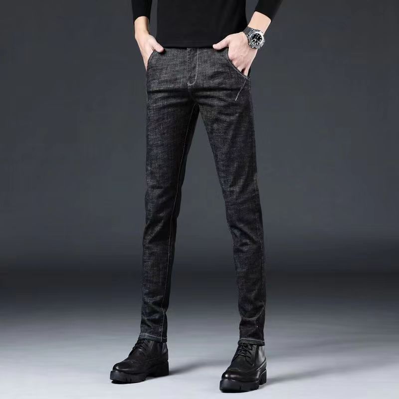 Jeans Men's Spring Jeans Slim-fit Small Foot Trendy Brand Elastic Slim Look Summer Men's Spring Long Pants Men's Cross-border