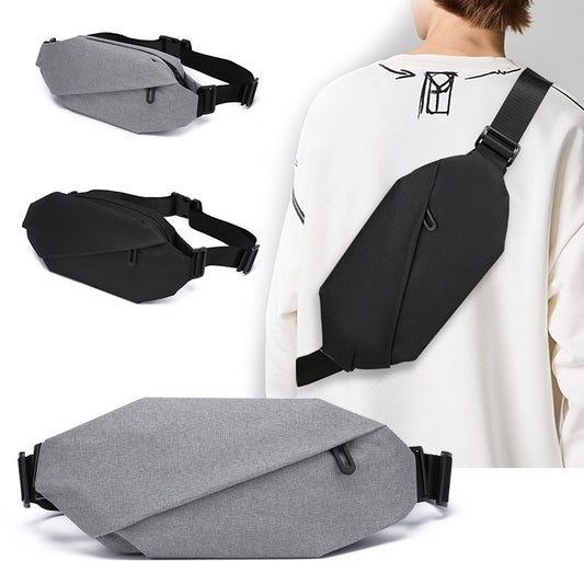 Cross-border Solid Color Fixed Print LOGO Chest Bag Men's Casual Shoulder Bag Crossbody Backpack Waist Bag Business Travel Bag Wholesale