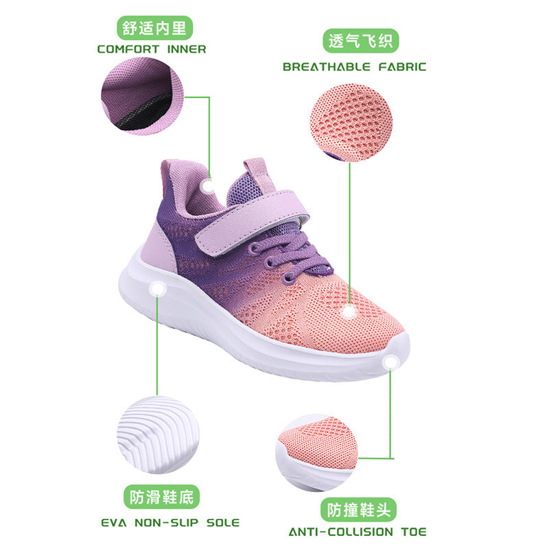 Girls' Sneaker 7-12 Years Old Trendy Shoes 2024 Spring And Autumn New Boys' Light Soft Sole Running Shoes