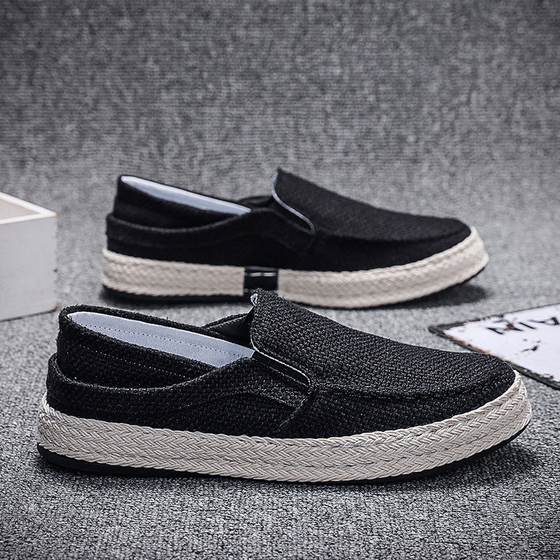 Men's Shoes Summer Breathable Linen Cloth Shoes Men's Old Beijing Cloth Shoes Fashionable All-match Slip-on Lazy Men's Fisherman Shoes