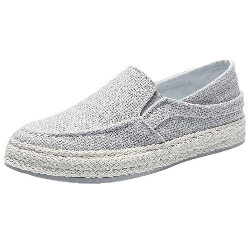 Men's Shoes Summer Breathable Linen Cloth Shoes Men's Old Beijing Cloth Shoes Fashionable All-match Slip-on Lazy Men's Fisherman Shoes