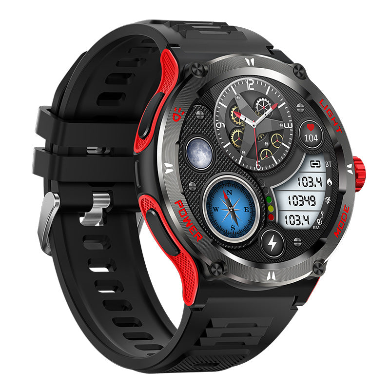Cross-Border Kt76 Smart Watch Heart Rate Compass Flashlight Bluetooth Call Pedometer Sports Watch Smart Bracelet