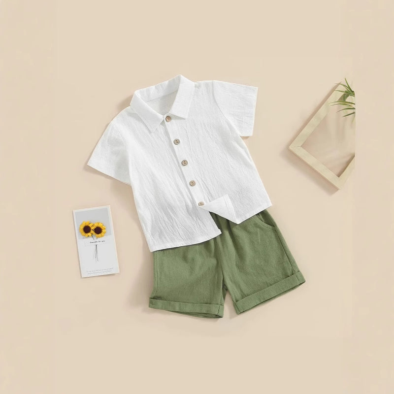 Baby Clothes Class A Summer Boys One-Year-Old Split Suit Cute Summer Top 0-150.00g Piece Set Summer Thin Guofeng