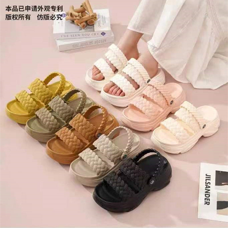 7CM Thick Slippers 2025 New Women's Fashion Trendy Cyber Songcake Wedge Fairy Style Student Sandals