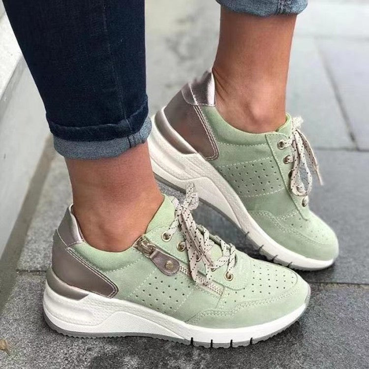 2023 New Independent Station Wholesale Casual Women's Shoes Sneaker Lace-up Burning Thick Bottom Plus Size Single-layer Shoes Factory Direct Supply
