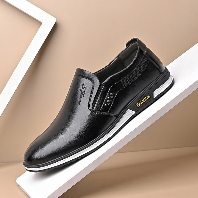 2025 Spring And Autumn Large Size Men's British Leather Shoes Men's White Leather Shoes Slip-On Men's Shoes Leather Shoes Autumn Men's Casual