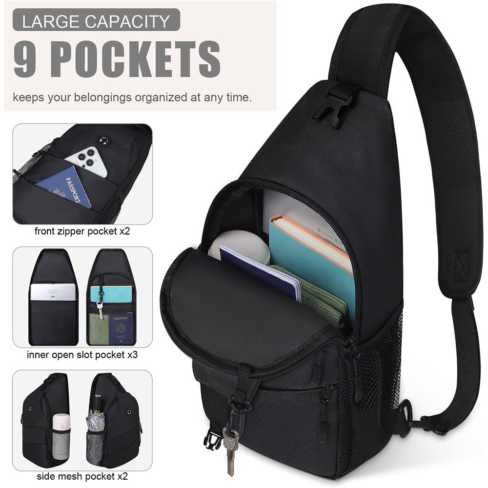 Cross-Border Hot-Selling Men's And Women's Chest Bags, Large-Capacity Outdoor Travel Sports Bags, Adjustable Shoulder Straps, Cycling Bags, Customization